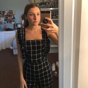 UO Emerson Gingham Ruffle Jumpsuit Urban Outfitters